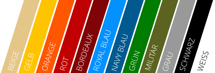 Farbpalette - verfügbare Farben für Faltzelt
